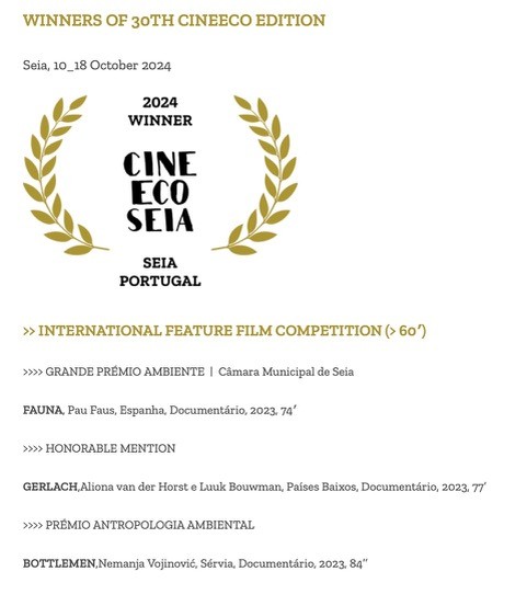 Gerlach wint de Gouden Distel op het Provinziale - filmfest Eberswalde en krijgt een Honorable Mention op Cineeco.